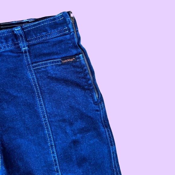 Vintage 90s Body Hugging Denim Flared Blue Jeans 🔥 - Picture 5 of 8